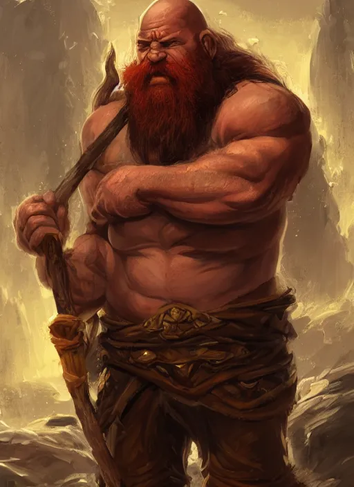 Prompt: Bald Angry Dwarven Monk with a red beard, muscular, holding a stick, Ivan Aivakovsky, Boris Vallejo, epic fantasy character art, D&D Concept Art, full length, Realistic, Regal, Refined, Detailed Digital Art, Oil Paining, Exquisite detail, post-processing, masterpiece, Cinematic Lighting, Unreal Engine, 8k, HD