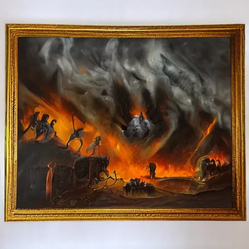 Image similar to oil in canvas of hell