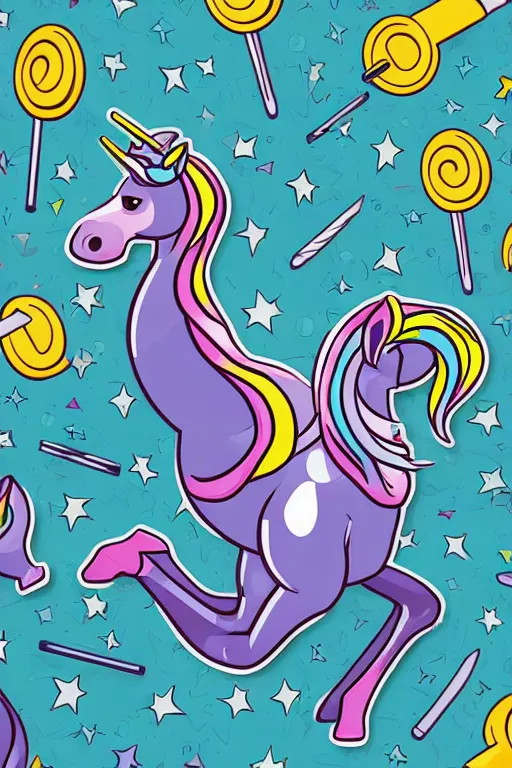 Image similar to A unicorn fitness coach, sticker, portrait, highly detailed, colorful, illustration, smooth and clean vector curves, no jagged lines, vector art, smooth