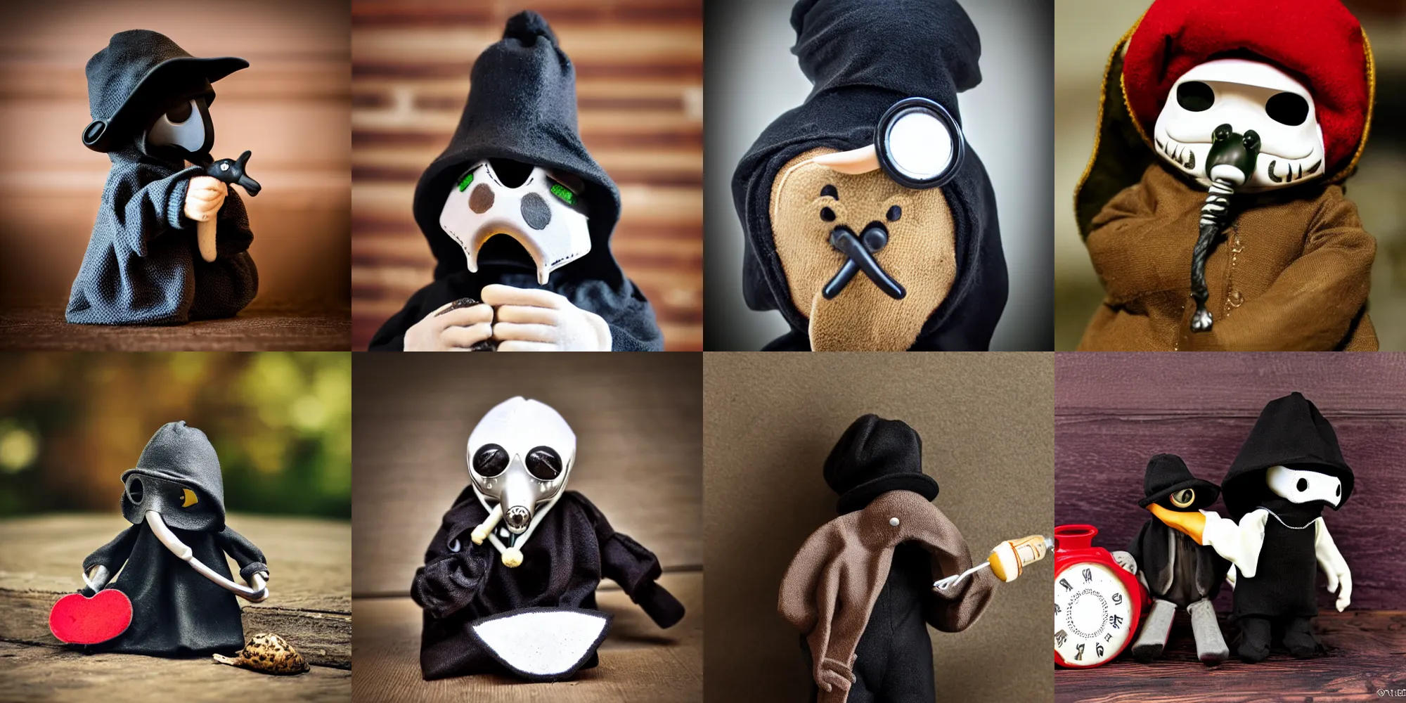 Prompt: Plague doctor beanie baby, toy photography