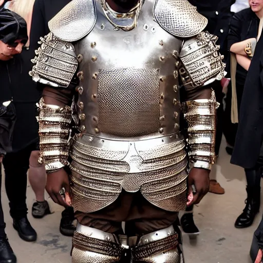 Image similar to kanye west wearing medieval armor