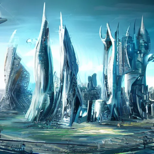 Prompt: panoramic of futuristic city
