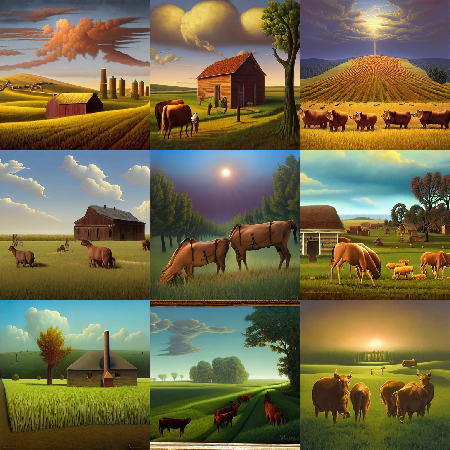 Prompt: rural america by vladimir kush