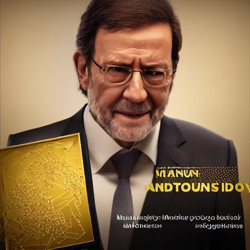 Image similar to a still of mariano rajoy surrounded by gold and diamonds, award - winning, photograph, 3 d render, unreal engine, 4 k detailed