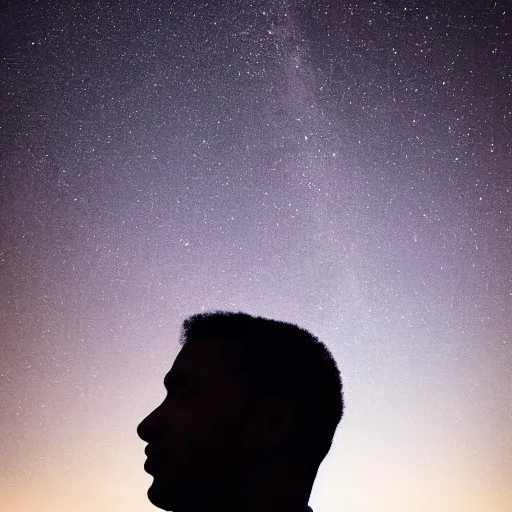 Prompt: silhouette of a man staring into the universe