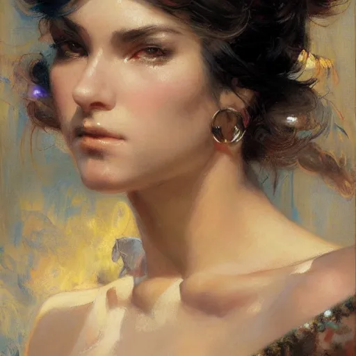 Prompt: a high fashion studio dramatic portrait of frowning anime girl, painting by gaston bussiere, craig mullins, j. c. leyendecker