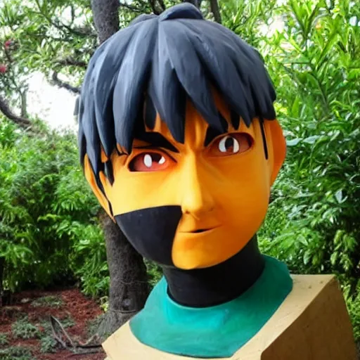 Image similar to A sculpture Naruto made pure recycled materials