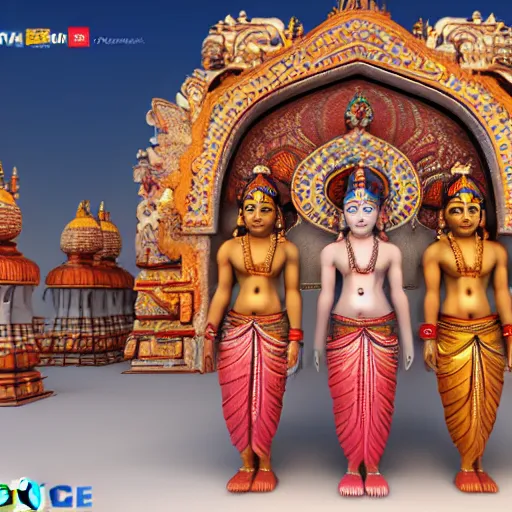 Image similar to 3d render of Idols Indian Gods, Unreal engine, white background, 8k