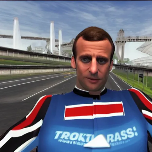 Image similar to Emmanuel Macron in Trackmania (2010)