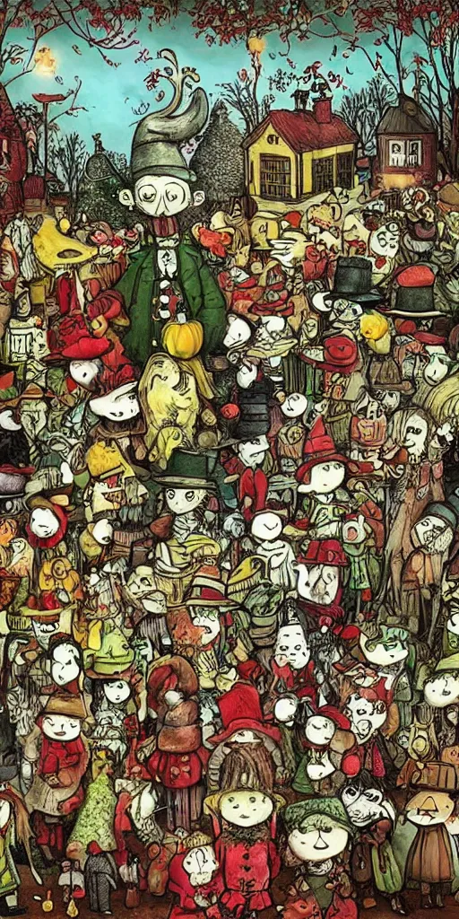 Image similar to a thanksgiving scene by alexander jansson and where's waldo