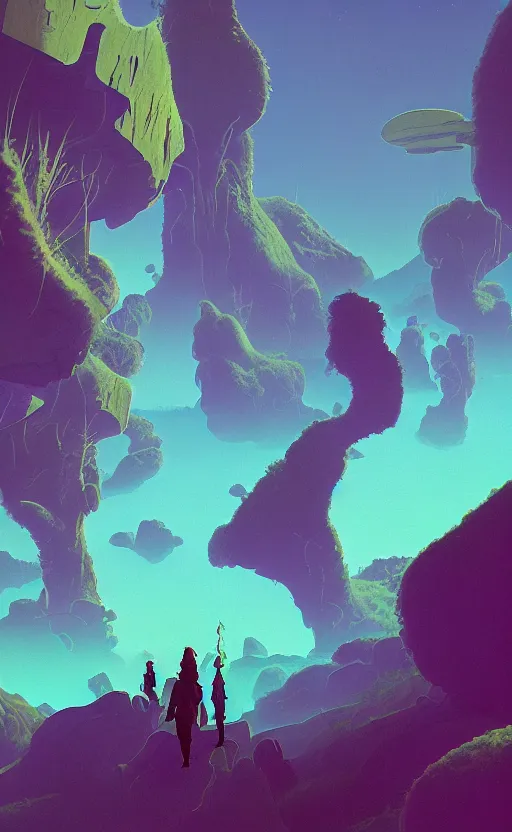 Image similar to the other world in the style of Roger Dean and beeple, 35mm