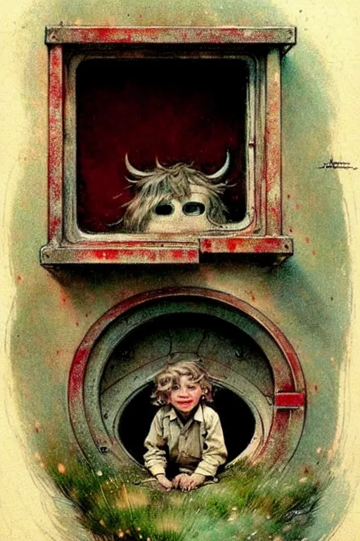 Image similar to ( ( ( ( ( 1 9 5 0 s retro future hobbit house window. muted colors. ) ) ) ) ) by jean baptiste monge!!!!!!!!!!!!!!!!!!!!!!!!! chrome red