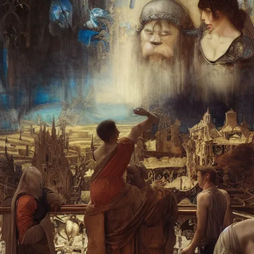 Image similar to masterpiece market of unholy artifacts, by Edgar Maxence and Ross Tran and Michael Whelan and Da Vinci and Caravaggio and J.M.W Turner and Bruegel intricate line drawings, cinematic, establishing shot, 4k resolution,
