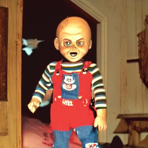 Image similar to real chucky the killer doll caught on film, photograph