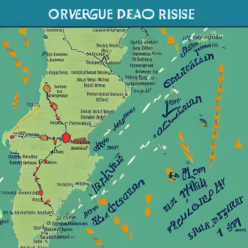 accurate map of oregon, driving directions from | Stable Diffusion