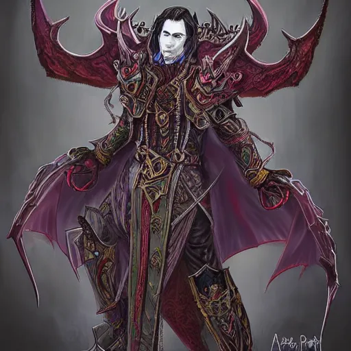 Prompt: vampire lord, d & d style, trending on artstation, colorful, intricate, art by kev chan