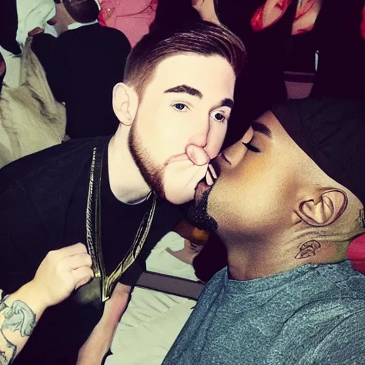 Image similar to dantdm kissing kanye west