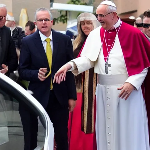 Prompt: scott morrison dressed as the pope