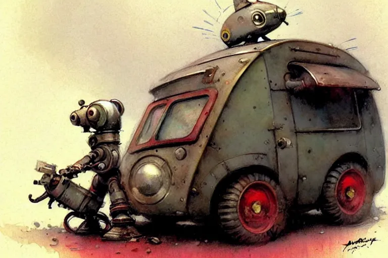 Prompt: adventurer ( ( ( ( ( 1 9 5 0 s retro future robot android robot mouse wagon dramatic moment. muted colors. ) ) ) ) ) by jean baptiste monge!!!!!!!!!!!!!!!!!!!!!!!!! chrome red