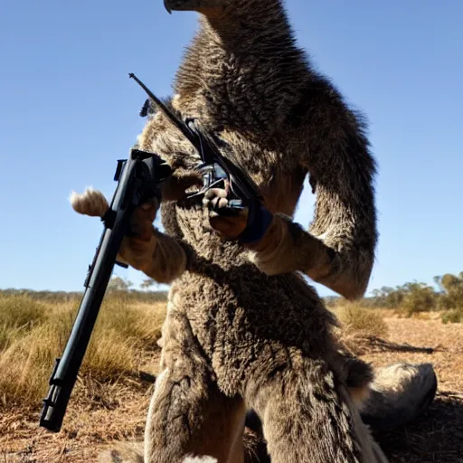 Image similar to emu soldier carrying firearms victorious at the fall of australia