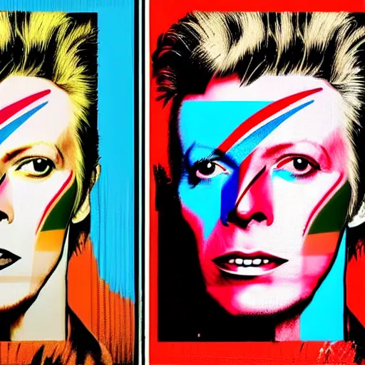 Prompt: Emotional pictures of David Bowie printed on soup cans in the style of Andy Warhol , 8k, photorealistic imagery, trending on artstation, artstationHQ, artstationHD