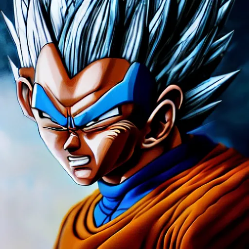 Prompt: ultra detailed portrait painting of vegeta, cinematic shot, trending on artstation, brush stroke, high quality, redshift render, photorealistic portrait