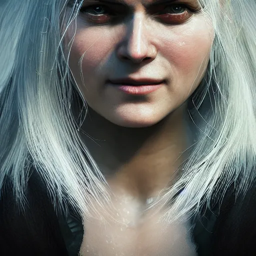 Image similar to close up of Cirilla from The Witcher, depth of field, 8k, 35mm film grain, unreal engine 5 render dramatic, intricate, elegant, highly detailed, digital painting, artstation, concept art, smooth, sharp focus, illustration, octane render, art by Leesha Hannigan, Ross Tran, Thierry Doizon, Kai Carpenter, Ignacio Fernández Ríos