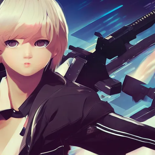 Image similar to neo fighting security. Epic keyframe. Ilya Kuvshinov, rossdraws.