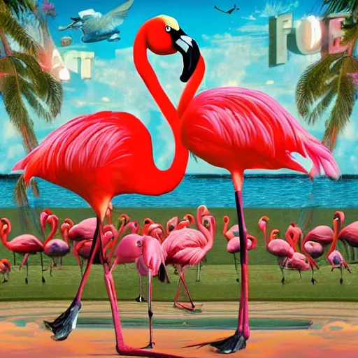 Prompt: the flamingo cafe by william maranci, internetcore plunderphonic collage album cover, trending on artstation