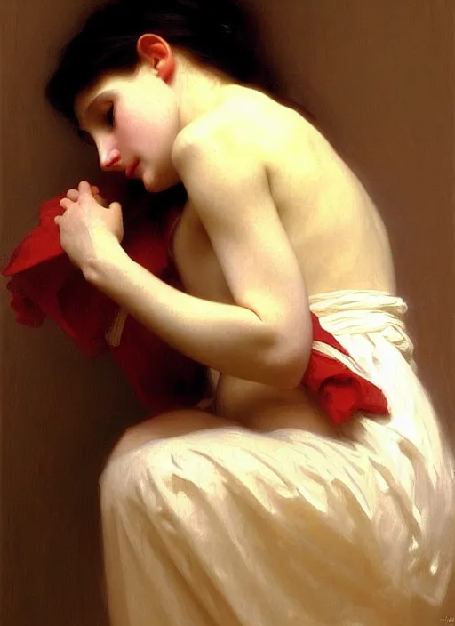 Prompt: most beautiful thing in the world by william - adolphe bouguereau, john singer sargent, digital painting, artstation, concept art, smooth, sharp focus, warm lighting,