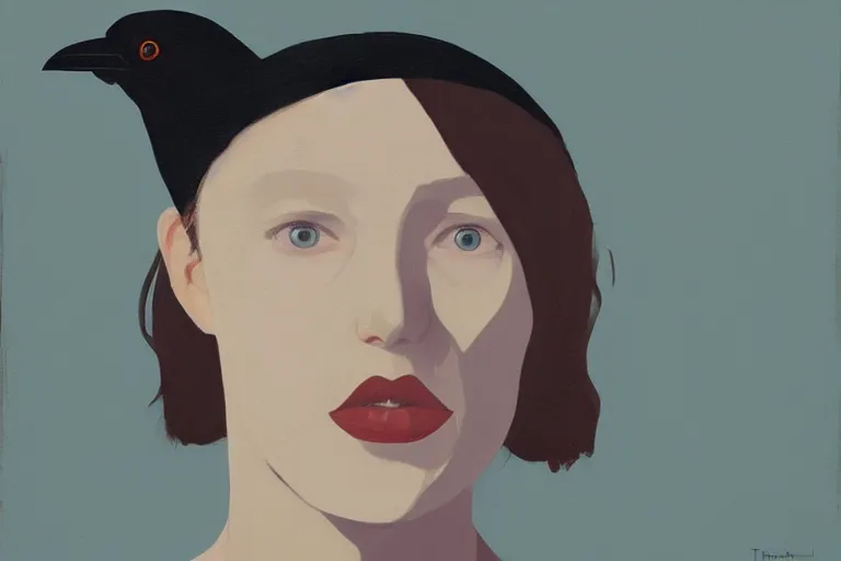 Prompt: young a woman with a raven - shaped hat artwork by tim eitel