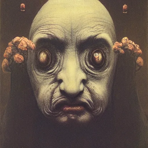 Prompt: by millais, ( ( ( by beksinski ) ) ), portrait painting of victorian yokai, 8 k, highly detailed,