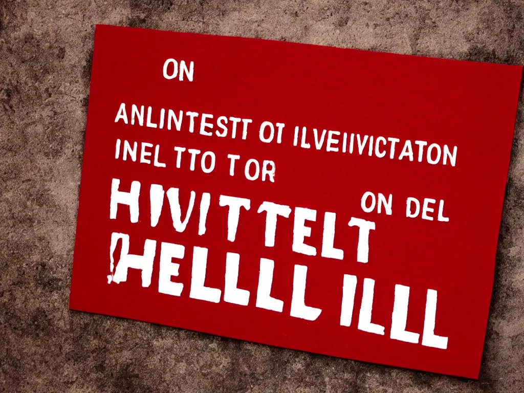 Prompt: an invitation to hell signed in red