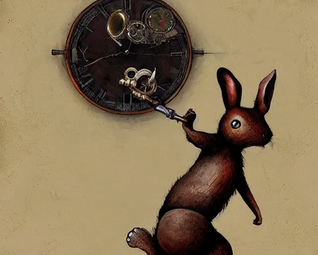 Image similar to steampunk rabbit waving hello by esao andrews