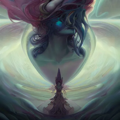 Prompt: a gorgeous emanation from angelarium, symmetry composition, by pete mohrbacher and artgerm and wlop, digital art, highly detailed, intricate, fantasy, mystical, ethereal, Trending on Artstation HQ, deviantart, unreal engine, 4K UHD image