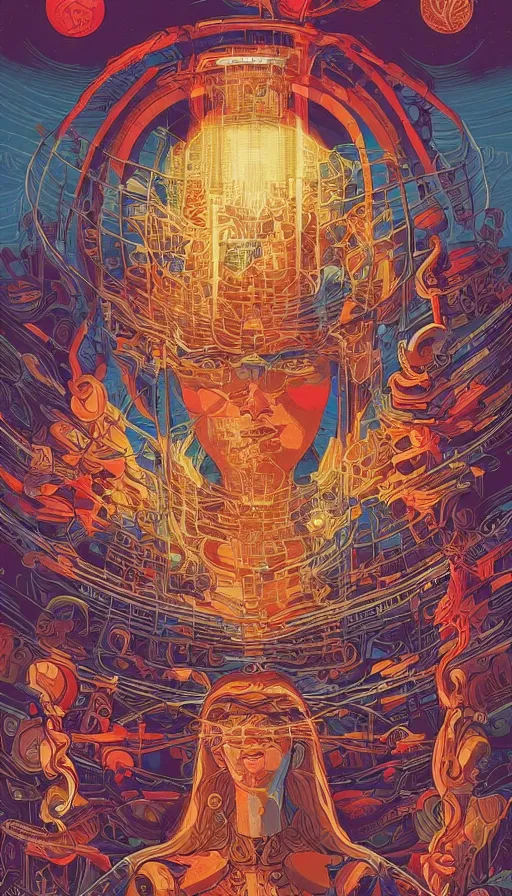 Prompt: The oracle of ancient wisdom, italian futurism, Dan Mumford, Josan Gonzalez