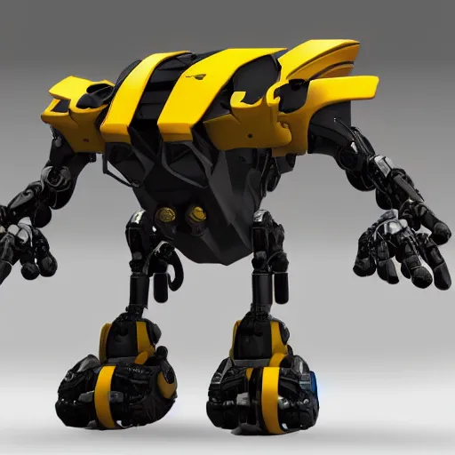 Image similar to hard surface, robotic platform, based on bumblebee, 6 claws, unreal engine