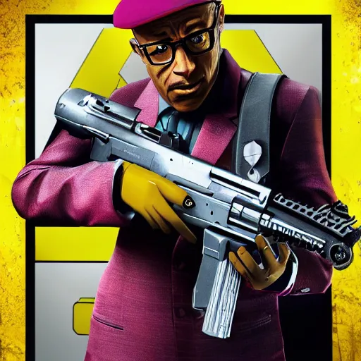 Image similar to Gustavo Fring as a Rainbox six siege operator, 4k, highly detailed