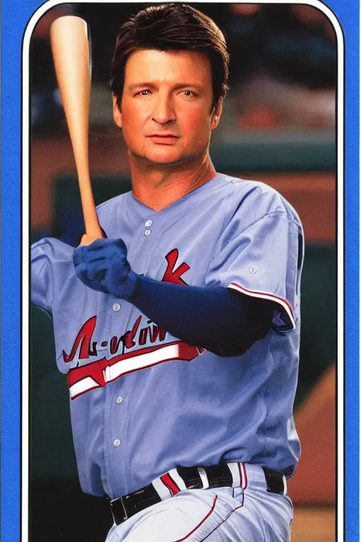 Image similar to baseball card of nathan fillion, full - view, futuristic, nft