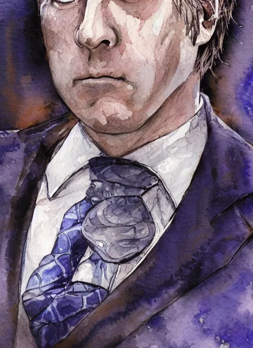 Prompt: water color portrait of saul goodman in the style of yoshitaka amano, final fantasy cover