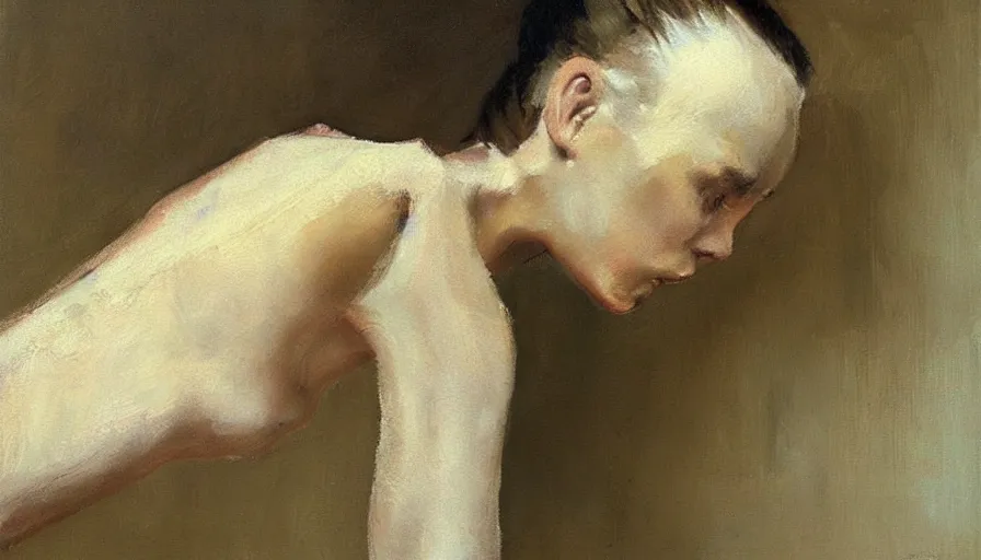 Image similar to painting by borremans, strange situation with a girl, detailed, stunning