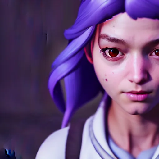 Image similar to a young girl with the appearance of ana from overwatch, design, octane render, 4 k, ingame shot