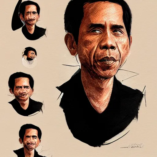 Image similar to jokowi portrait in child drawing style, behance,artstation