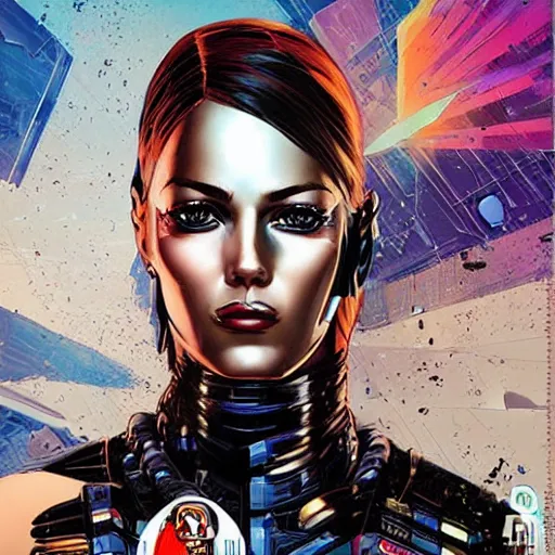 Image similar to portrait of a female android, by MARVEL comics and Sandra Chevrier, 8k