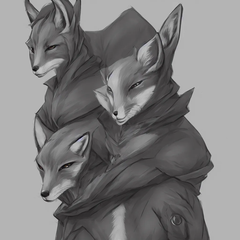 Prompt: a portrait of an anthropomorphic fox wearing a hoodie, symmetrical facial features, symmetrical proportions, league of legends, concept art, illustration, artstation