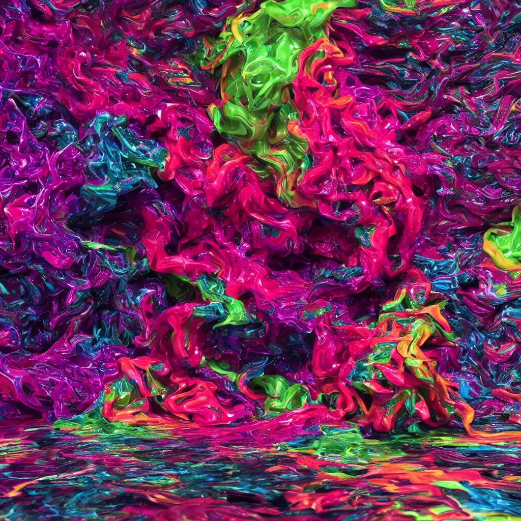 Image similar to painful pleasures by lynda benglis, octane render, colorful, 4 k, 8 k