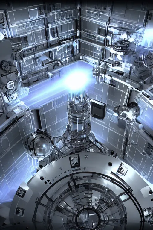 Image similar to hadron antimatter vacuum reactor, photorealistic, 4 k, god rays, highly detailed,