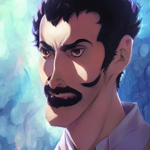 Image similar to An anime portrait of Borat, by Stanley Artgerm Lau, WLOP, Rossdraws, James Jean, Andrei Riabovitchev, Marc Simonetti, and Sakimichan, tranding on artstation