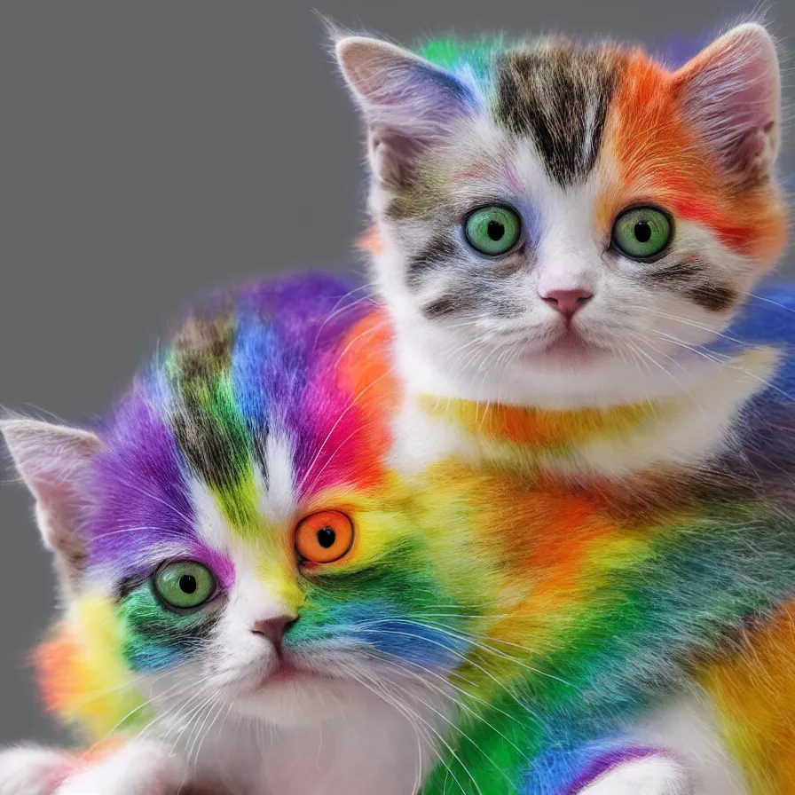 Image similar to a Rainbow kitten, ultra realistic, 8K