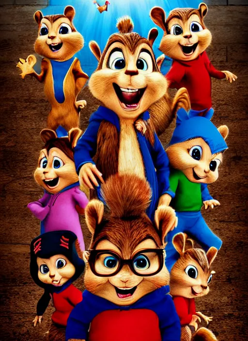 Image similar to alvin and the chipmunks horror movie poster